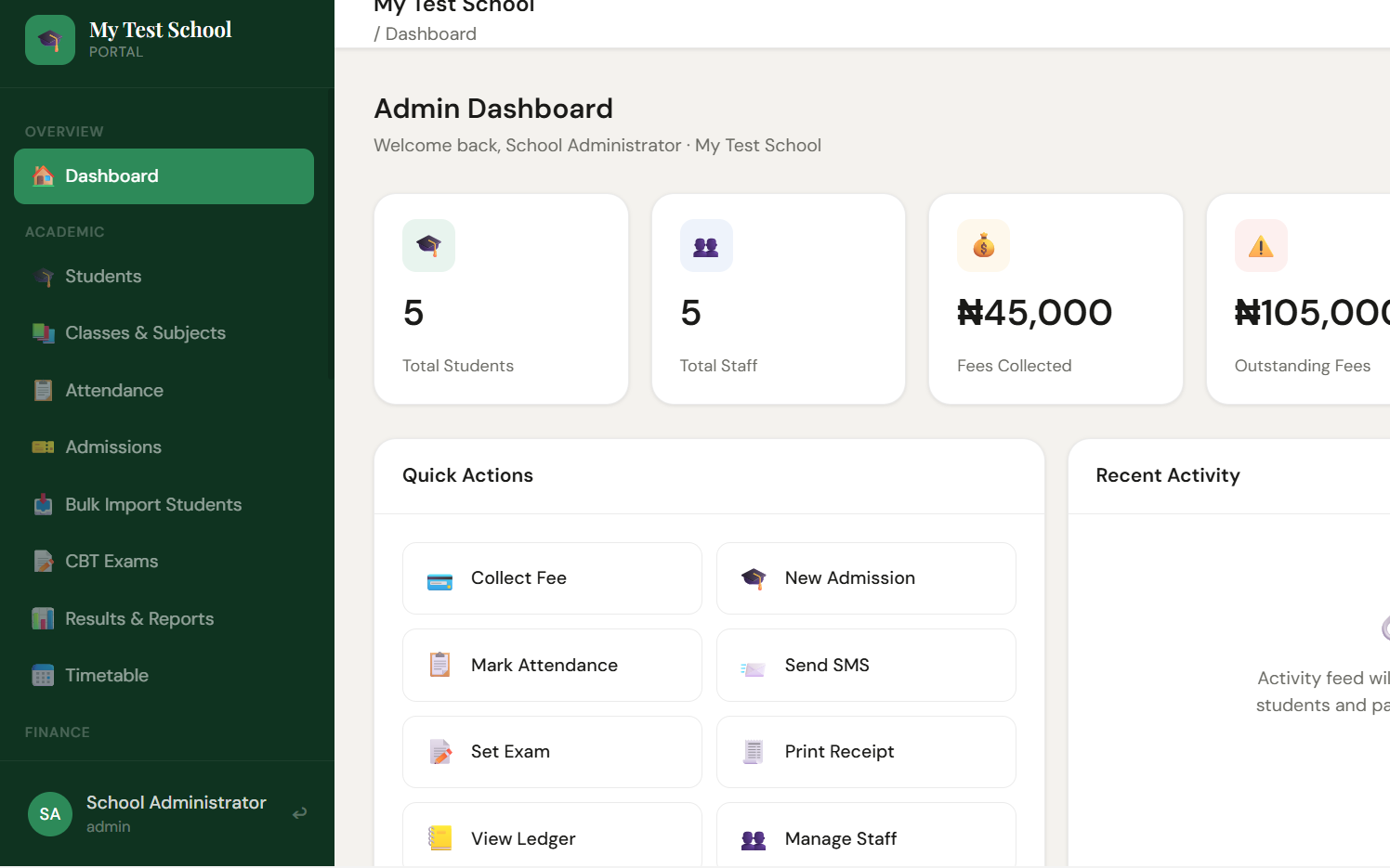 SchoolHaven Dashboard
