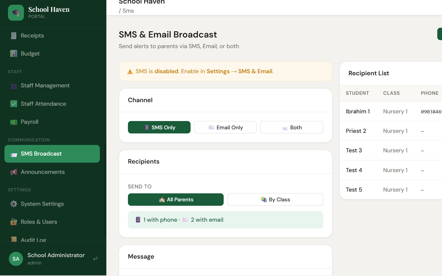 SMS Broadcast